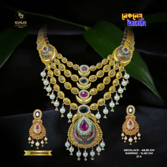 21K Gold Necklace & Earring Set 007