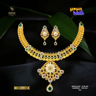 21K Gold Necklace & Earring Set 009