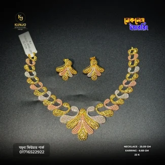 22K Gold Necklace & Earring Set 012